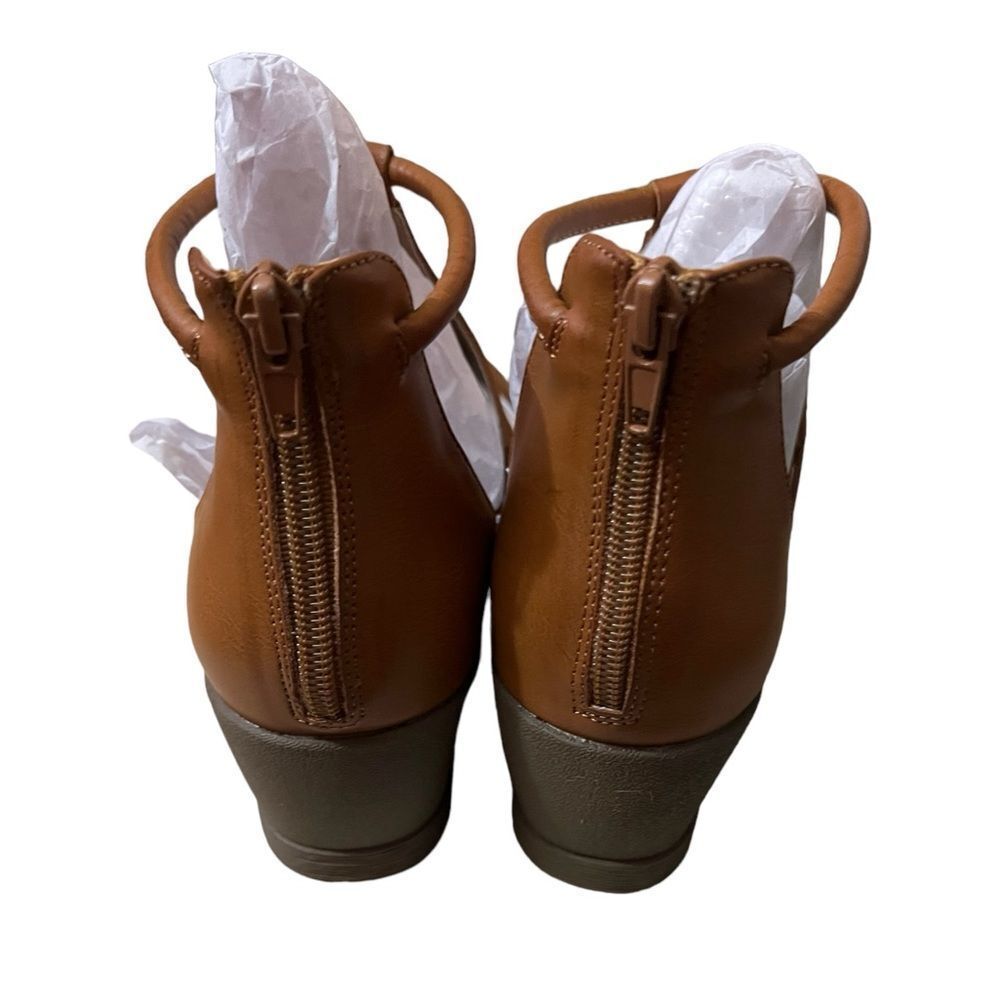 Brown Open Toe Sandals Zip Back - Picture 3 of 5